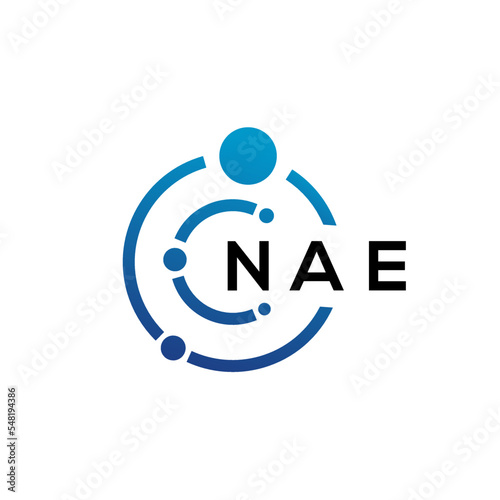 NAE letter technology logo design on white background. NAE creative initials letter IT logo concept. NAE letter design. photo