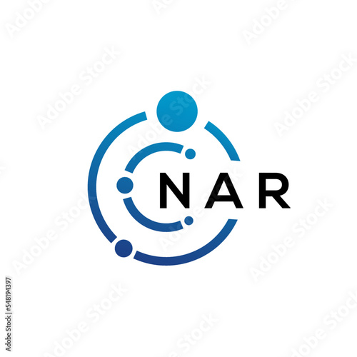 NAR letter technology logo design on white background. NAR creative initials letter IT logo concept. NAR letter design.