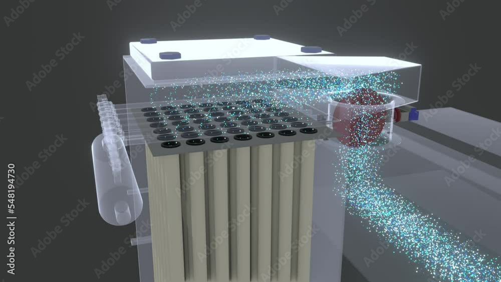 Industrial dust removal system. Bag filter systems remove dust before it leaves the chimney.