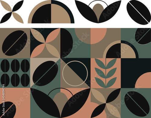 Minimalist art poster, geometric pattern. Abstract coffee color vector pattern, for card, poster, banner design. Vector elements.