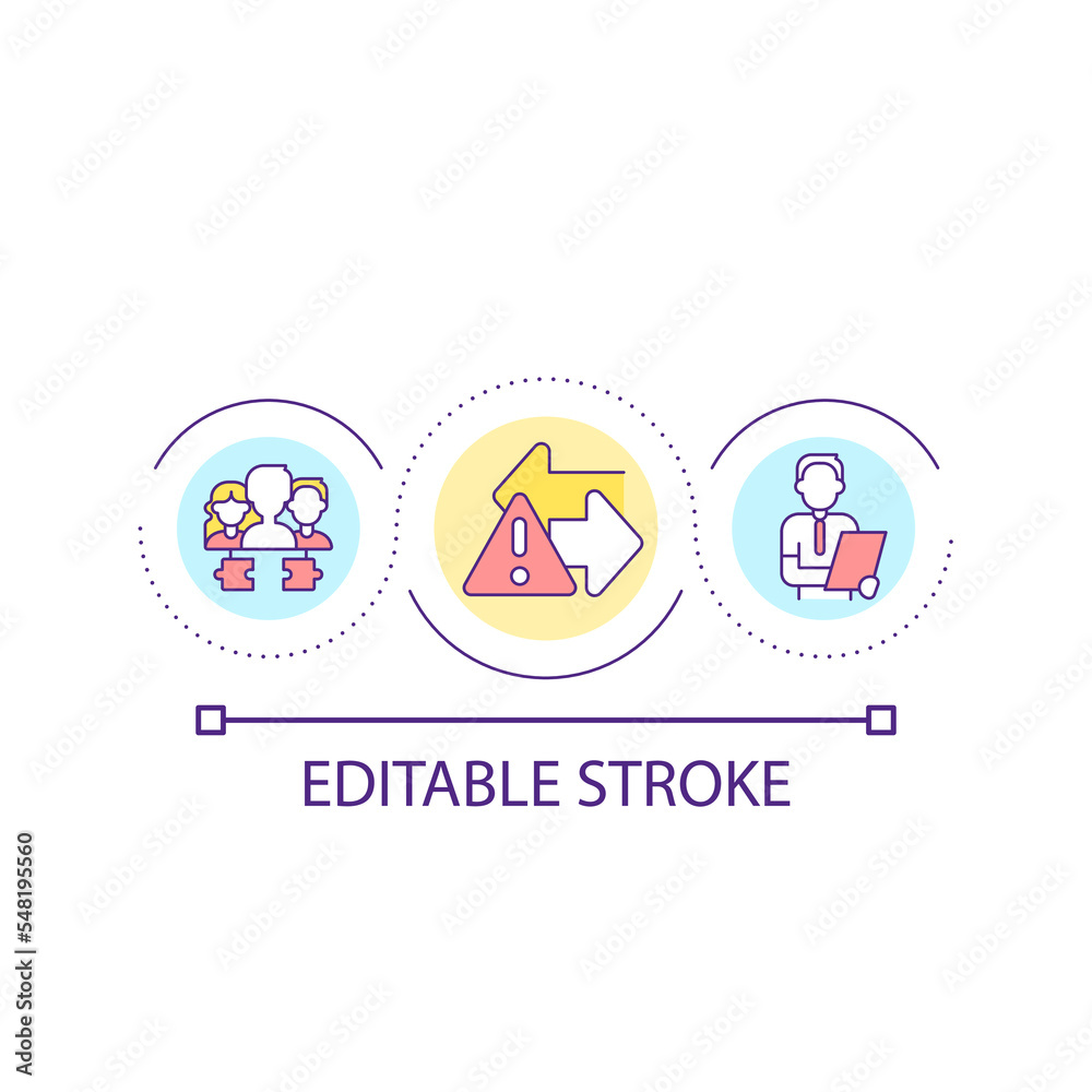 Detection issues loop concept icon. Behavioral research. Customers feedbacks. Consumer management abstract idea thin line illustration. Isolated outline drawing. Editable stroke. Arial font used