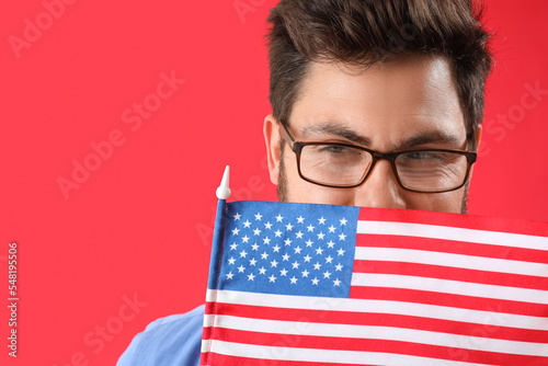 Handsome man with USA flag ...