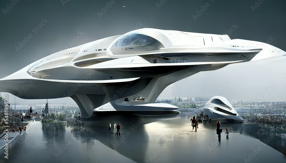 Concept of futuristic ship architect humans future civilization Concept of futuristic ship architect humans future civilization