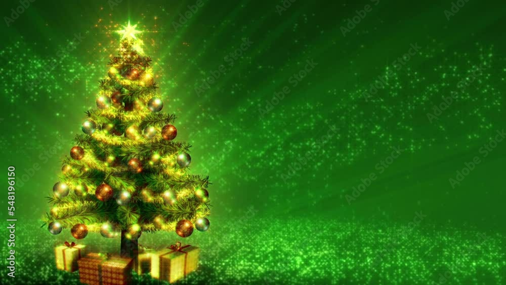 Magical Christmas Tree loop with copy space. Growing tree version also available - search for 197518197 in Videos. Green version.