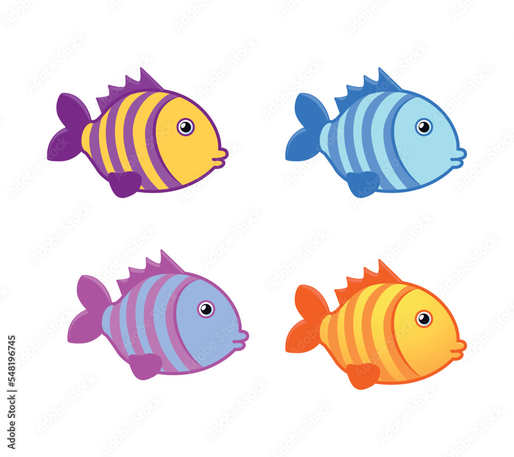 Cartoon fish. Vector clip art illustration. Tropical fish