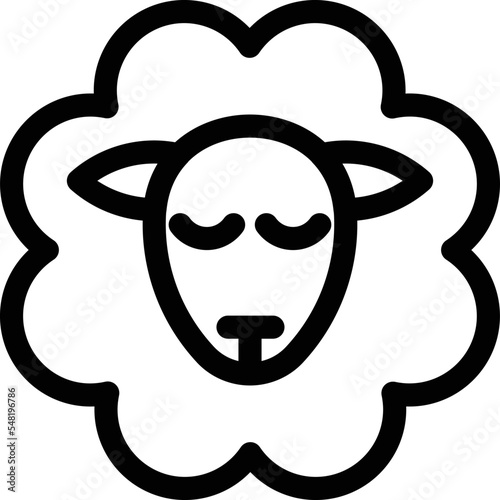 merino wool sheep icon. Isolated vector black outline stamp label rounded badge product tag on transparent background. Symbol.