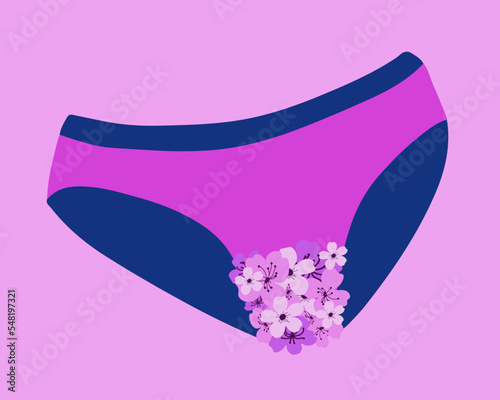 Vector isolated illustration of underwear during menstruation.