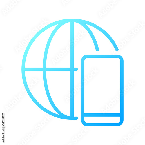 Global communication pixel perfect gradient linear vector icon. International mobile network card. World connection. Thin line color symbol. Modern style pictogram. Vector isolated outline drawing