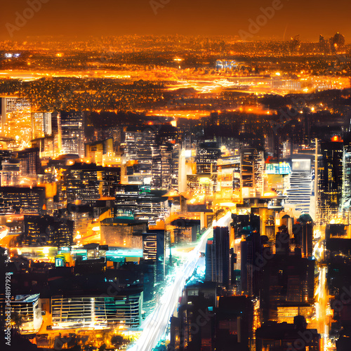 都会の夜景のイラスト