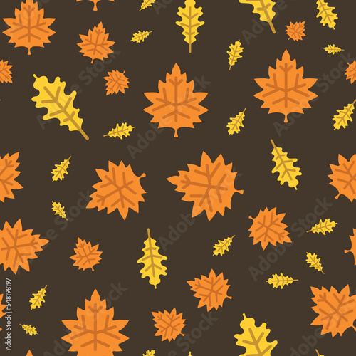 Vector brown autumn leaves repeat pattern background design
