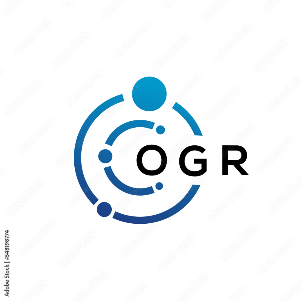 OGR letter technology logo design on white background. OGR creative initials letter IT logo concept. OGR letter design. - obrazy, fototapety, plakaty 