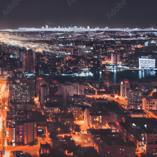 都会の夜景をイメージしたイラストです。
