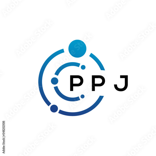 PPJ letter technology logo design on white background. PPJ creative initials letter IT logo concept. PPJ letter design.