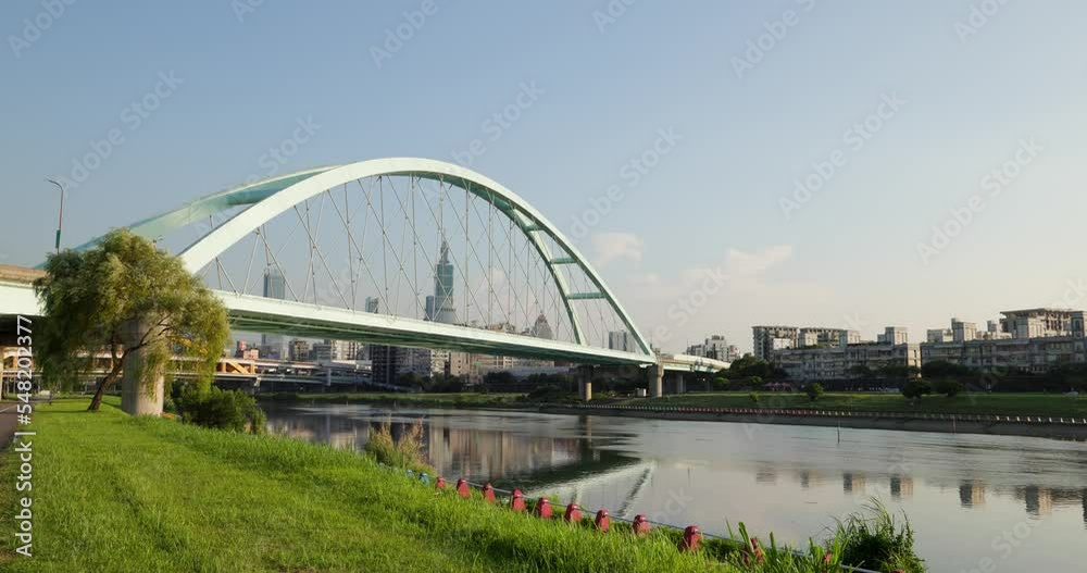 Macarthur Bridge and Keelung River in Taipei city of Taiwan Macarthur Bridge and Keelung River in Taipei city of Taiwan