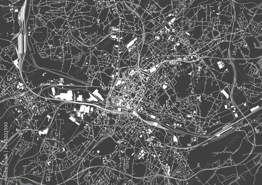 Obraz premium map of the city of Charleroi, Belgium