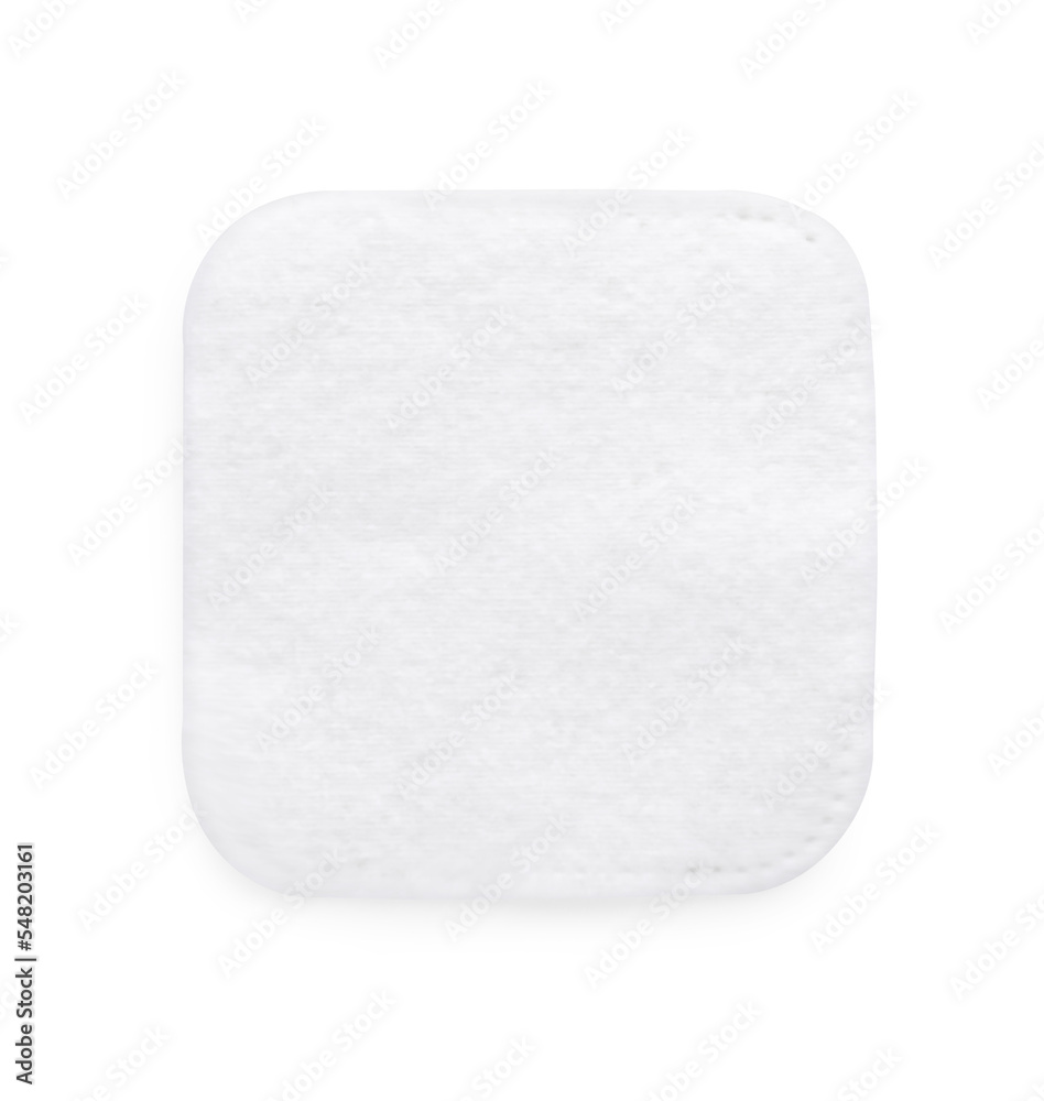 Soft clean cotton pad on white background, top view - obrazy, fototapety, plakaty 