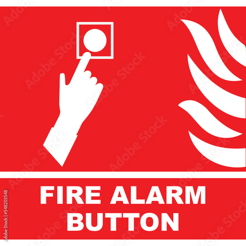 Fire alarm button symbol on red background