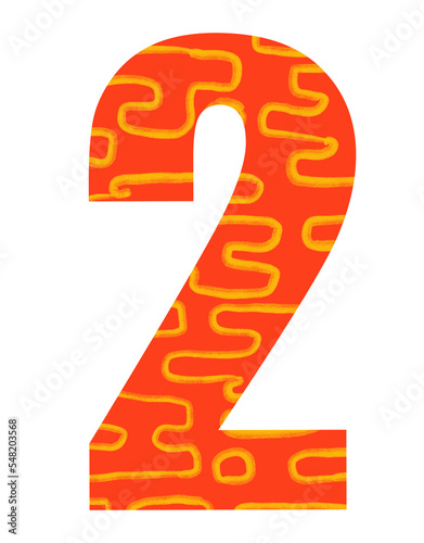 Set of red and gold pattern welath luck number two digits typography design decorative element illustration photo