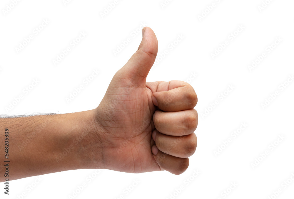man hand thum up isolate on white background clipping path. man hand thum up isolate on white background clipping path.