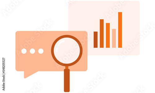 illustration of a dialog box against a background of a business report in the form of a bar chart
