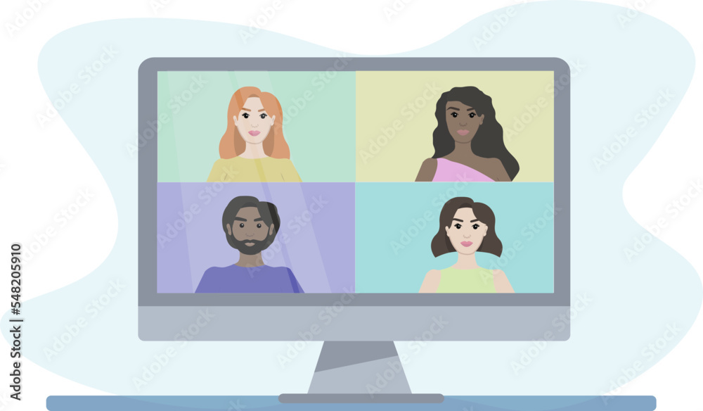 Home office concept. Online meeting with colleagues or friends. Home office concept. Online meeting with colleagues or friends.