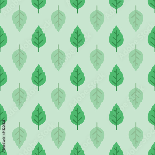 Vector Green Elm leaves repeat pattern background design