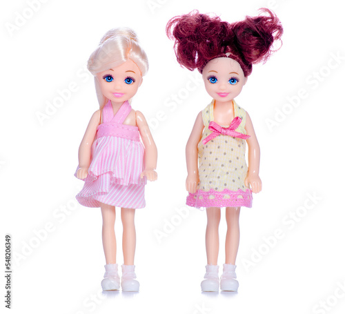 toys dolls child on white background isolation