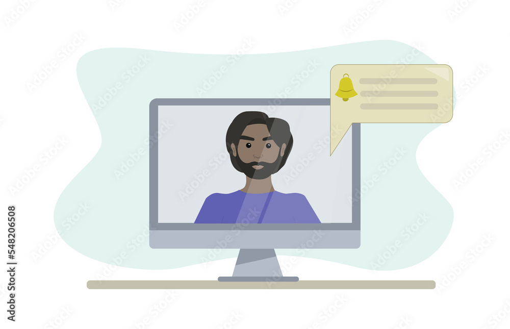 Home office concept. Online meeting with colleagues or friends. Illustration. Home office concept. Online meeting with colleagues or friends. Illustration.
