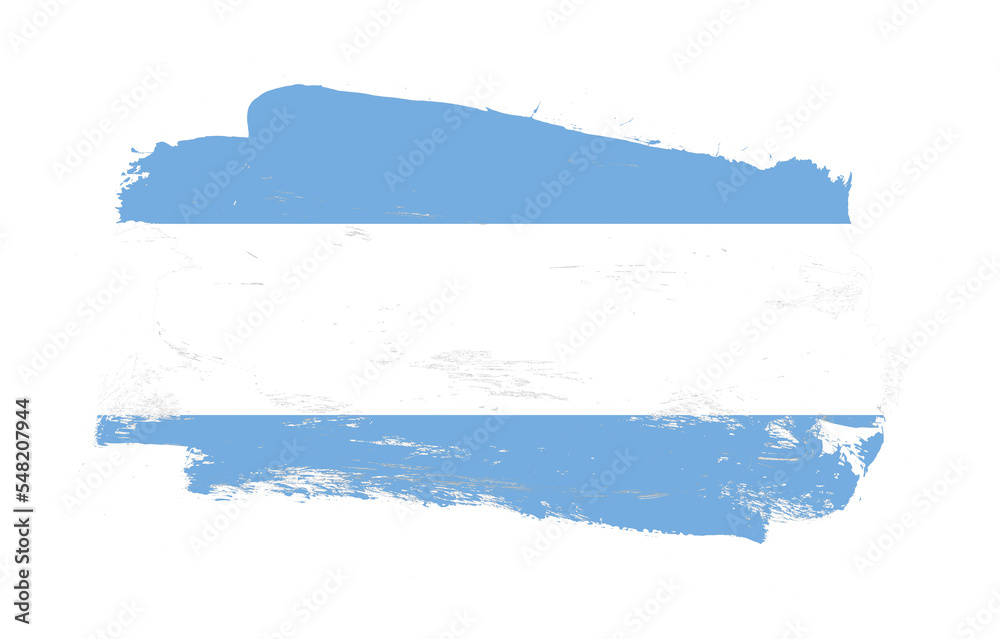 Stroke brush painted distressed flag of argentina on white background