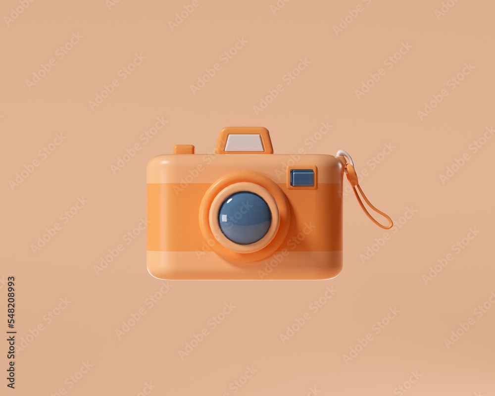 
Vintage camera isolated on yellow background travel concept minimalist style with copy space 3 D rendering frame illustration