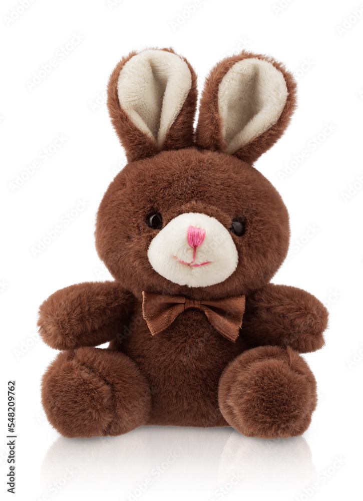 stuffed toy hare , fluffy rabbit with a bow, isolated stuffed toy hare , fluffy rabbit with a bow, isolated