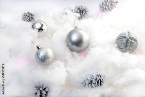 Christmas background of Christmas ball for decoration postcards or congratulations with bokeh background