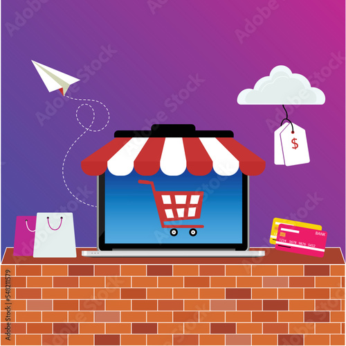 Electronic Shop e-shop Vector Illustration Graphic