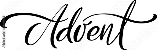 Vector handwritten Christmas calligraphic lettering text Advent. For winter holidays, calendar, greeting card, poster. Religious nativity