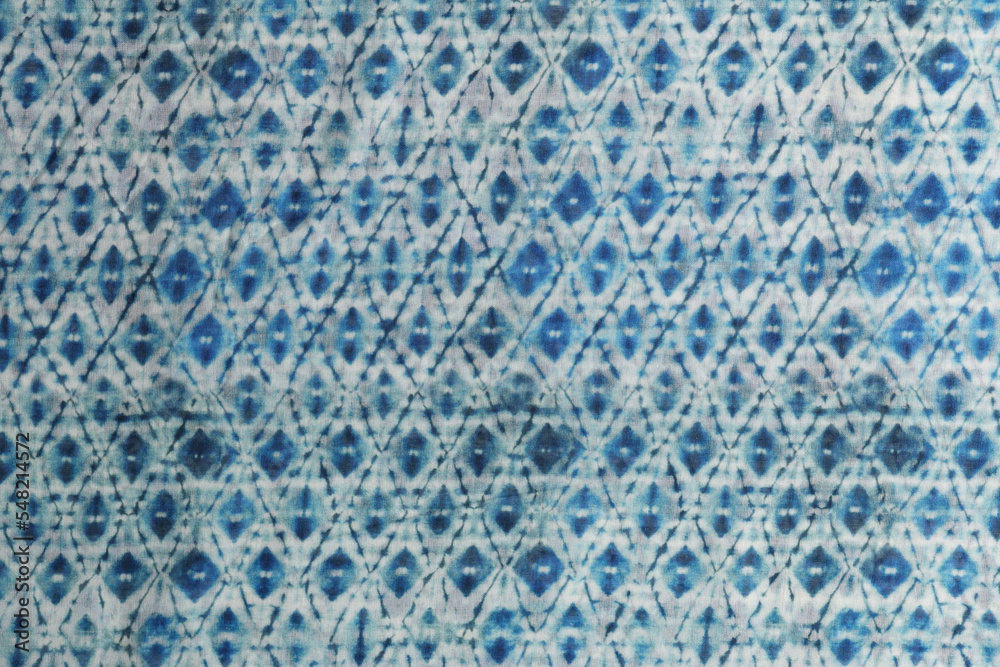 Wavy blue fabric with geometric print for sewing
