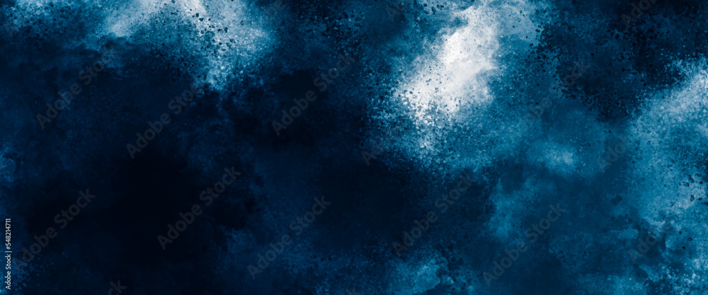 Watercolor on deep dark paper background. Vivid textured aquarelle painted lightning night sky and thunder storm, smoke texture vector illustration. Light ink canvas for modern creative grunge design.