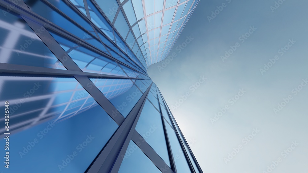 Architecture background facade of modern skyscrapers made of glass and metal 3d render Architecture background facade of modern skyscrapers made of glass and metal 3d render