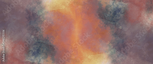 abstract watercolor background with space. yellow orange background with texture and distressed vintage grunge and watercolor paint. background texture in warm autumn colors. © Aquarium