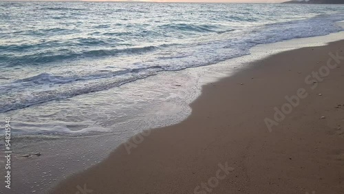 Wallpaper Mural Beautiful blue turbulent Mediterranean sea and beach with fine sand	 Torontodigital.ca