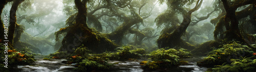 Artistic concept illustration of a rain forest, background illustration. © 4K_Heaven