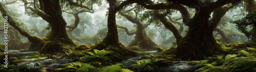 Artistic concept illustration of a rain forest  background illustration.