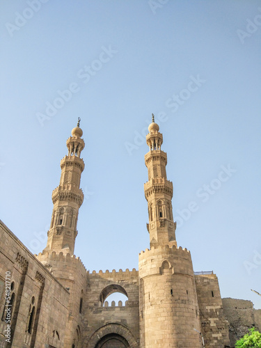 View of the Bab Zuweila  gate, old Cairo, Egypt photo