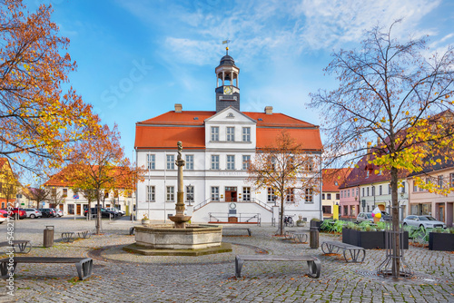 Bad Duben, Germany. View of historic building of Town Hall (Rathaus) located on Markt square photo