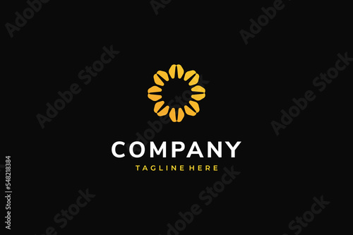 Simple Power Electrical Panel ,Gradient Sun for Alternative Renewable Sunlight Solar Energy logo design