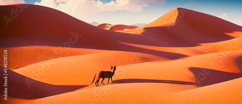 Artistic concept of painting a beautiful landscape of wild desert nature  background illustration  tender and dreamy design.  