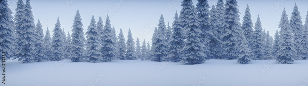 Obraz premium Artistic concept illustration of a panoramic winter landscape, background illustration.