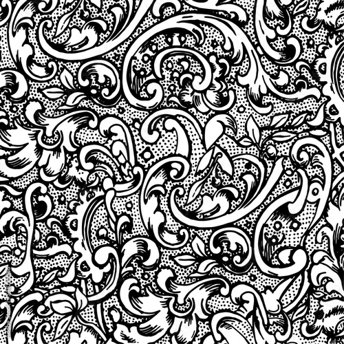 Wallpaper Mural black and white floral ornament Torontodigital.ca