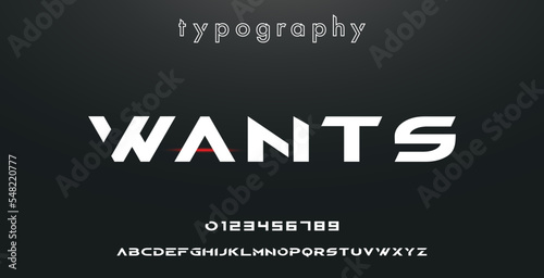 WANTS Minimal urban font. Typography with dot regular and number. minimalist style fonts set. vector illustration