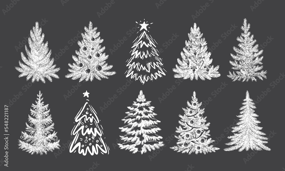 Obraz premium Christmas tree hand drawn illustration 