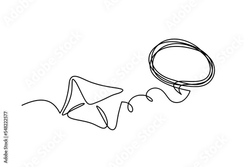 Abstract paper envelope with comment as line drawing on white background. Vector